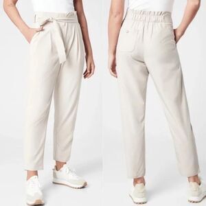 ATHLETA Skyline II Pant Bone Color Paperbag waist With tie Sz 6